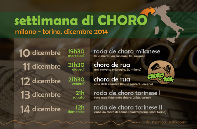 Settimana di Choro tra Milano e Torino, dicembre 2014